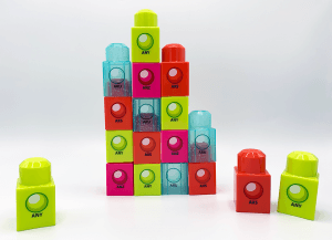 Example of plastic parts decorated with industrial printing equipment.